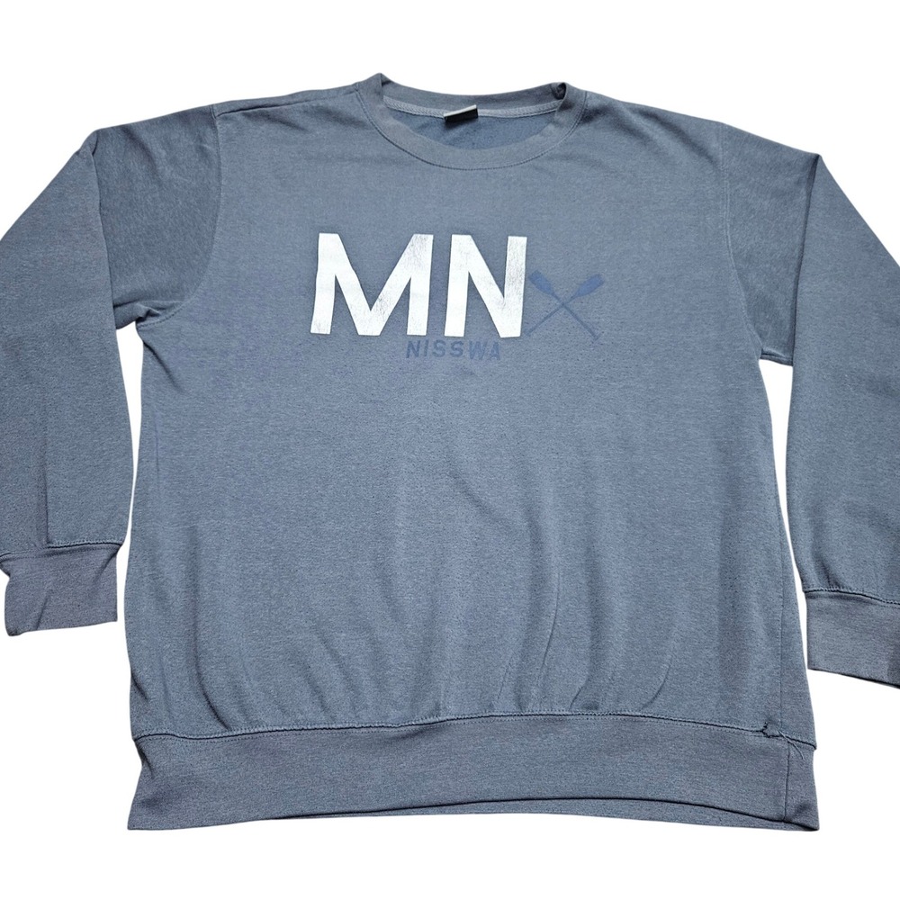 Nisswa Minnesota MN Crewneck‎ Sweatshirt XL Blue Minimal Normcore Cabincore Y2K